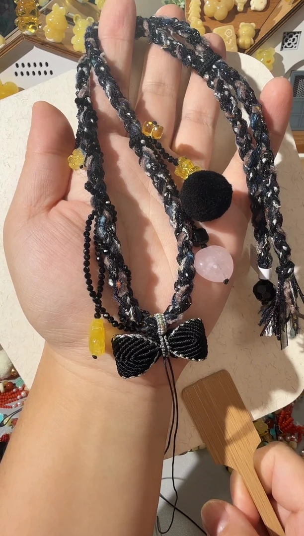 琥珀颈饰未镶嵌琥珀碧玺项链