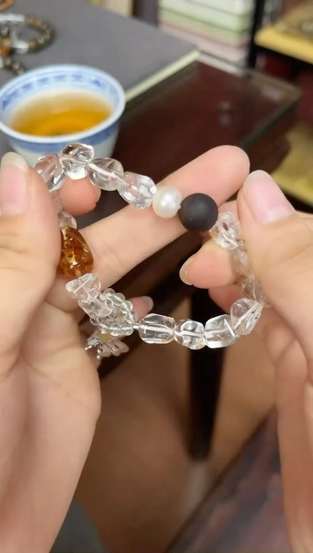 无事牌非洲檀香034随形白水单圈+降真香花珀