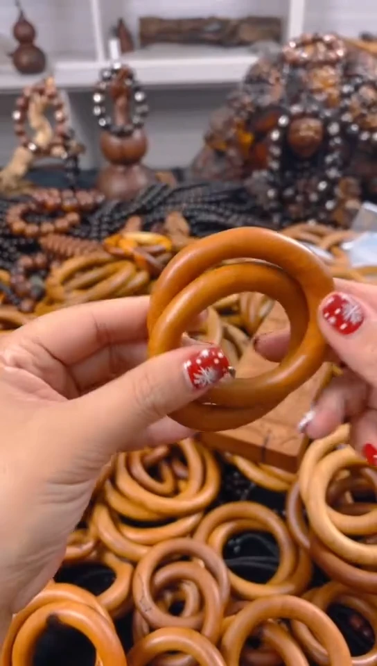 【闪购商品】枣木木雕乾坤盘微瑕50圈口一物一拍