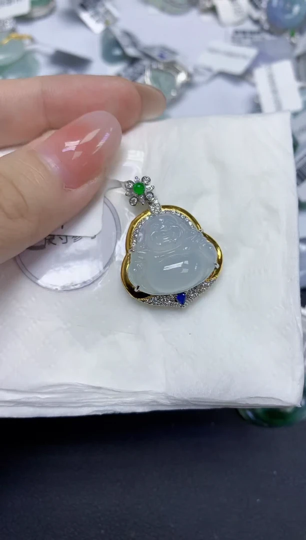 颈饰未镶嵌翡翠天然缅甸翡翠A货百元以上9元证书费自理