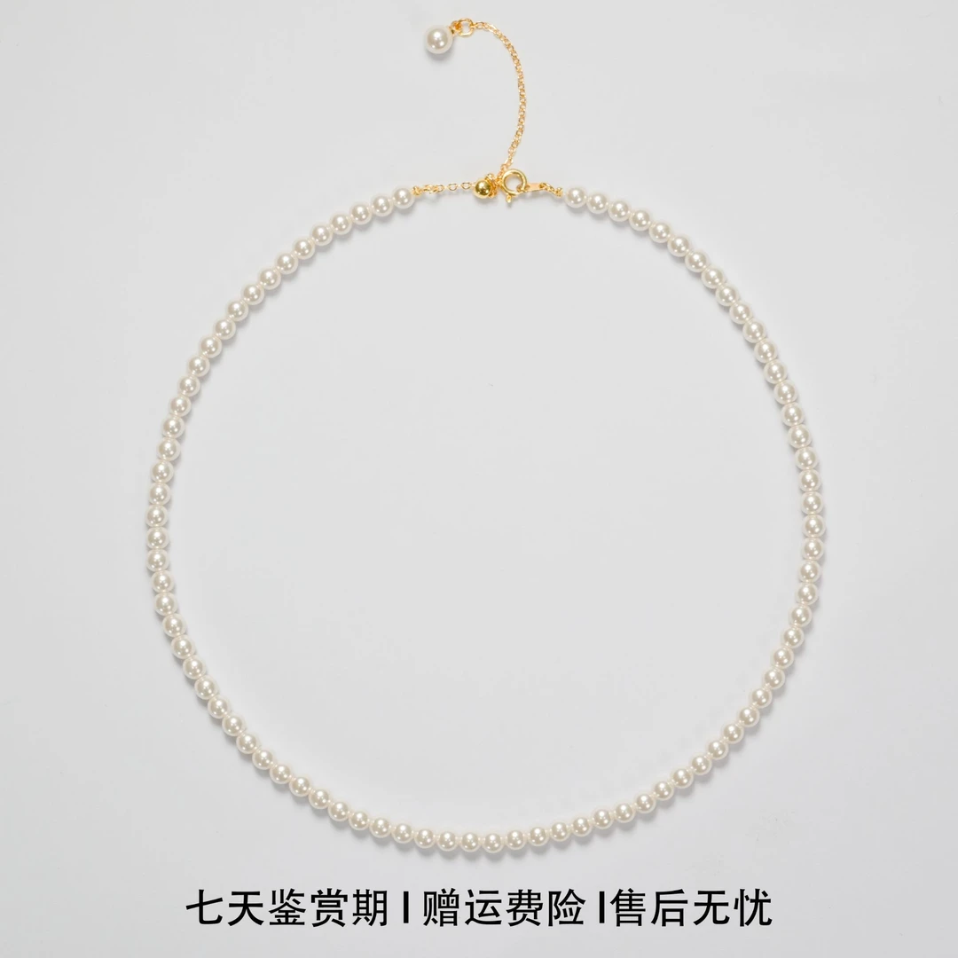 链子925银 925银3-5mm经典正圆时尚极光小米珠40+5公分