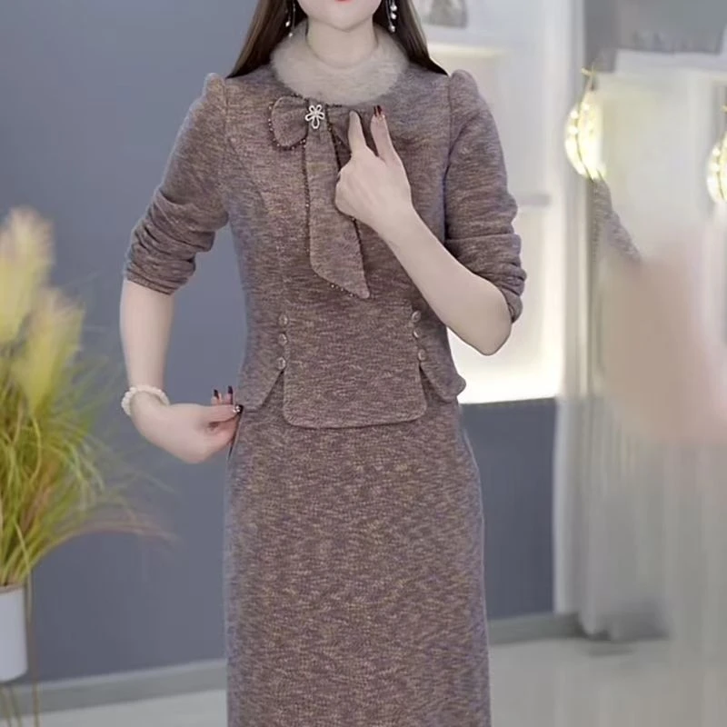 小香风连衣裙女2025秋冬新款显瘦内搭打底裙子8121#