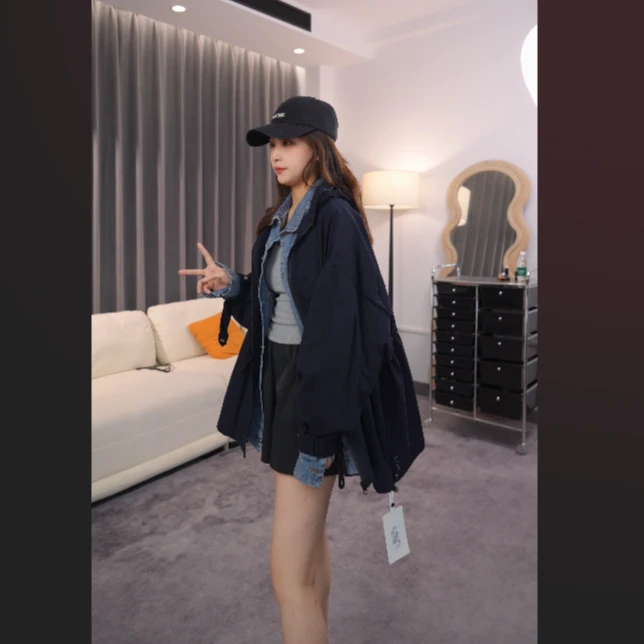 NYHEART春秋款休闲百搭复古宽松牛仔拼接风外套889