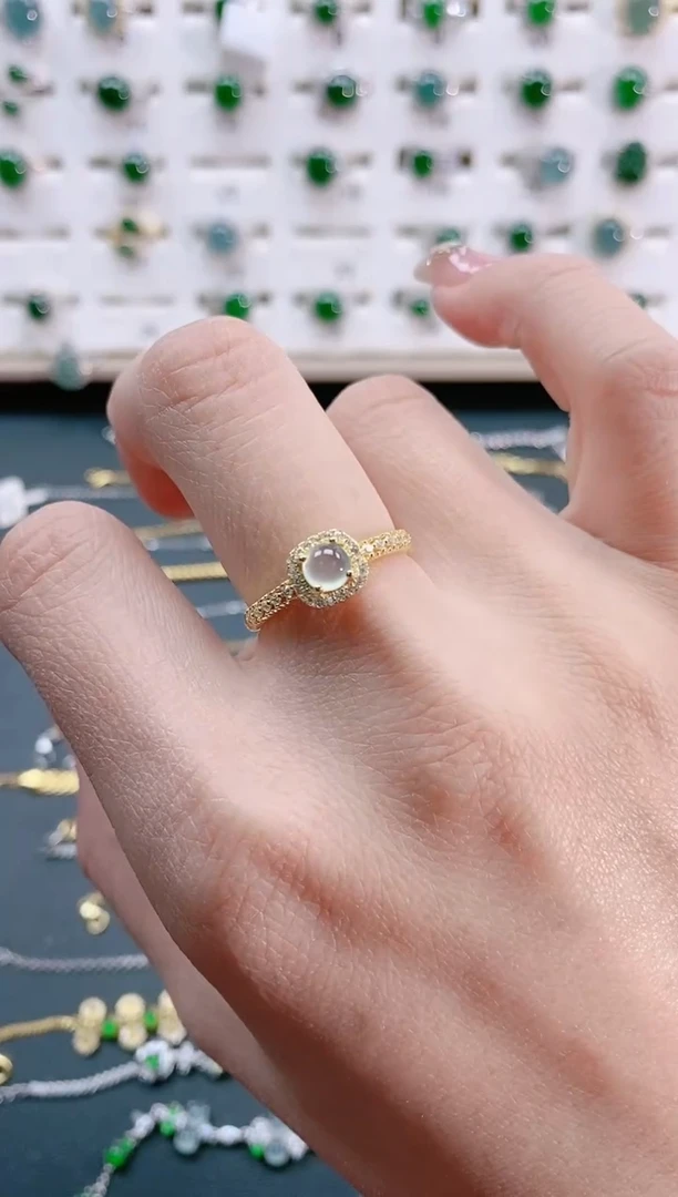 【闪购商品】翡翠戒指银S925镶嵌天然翡翠