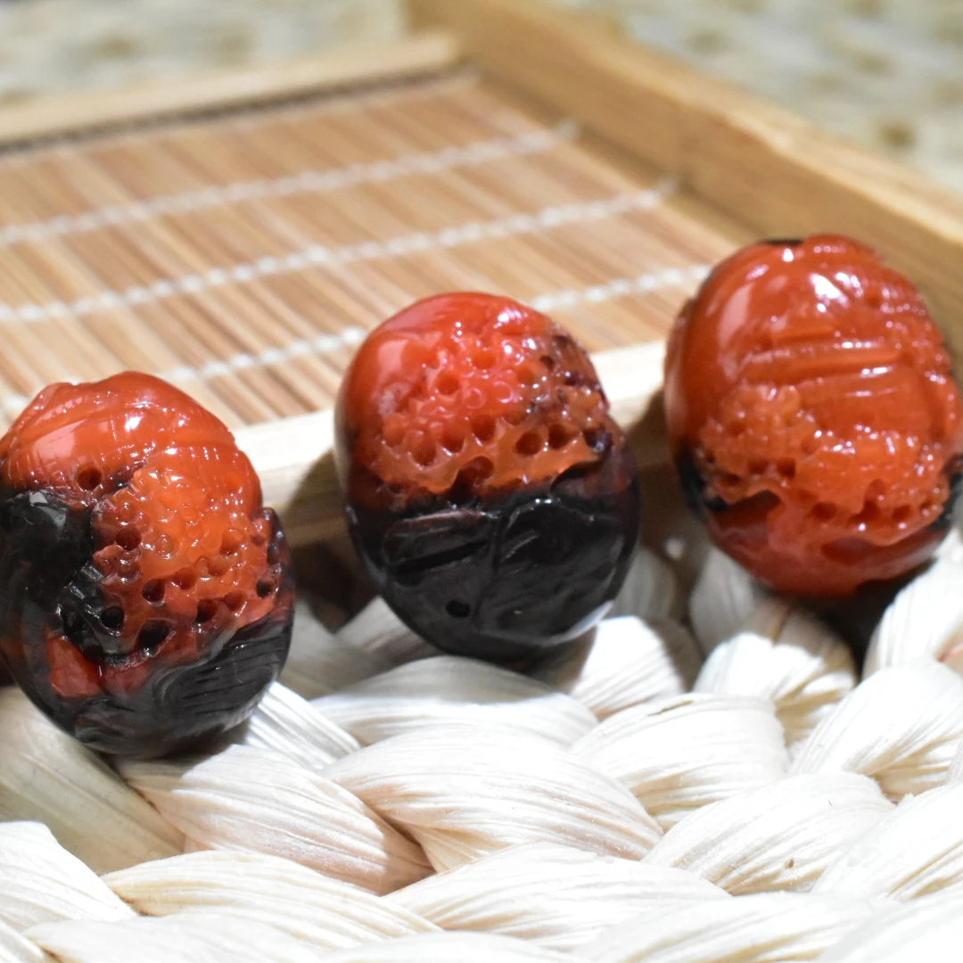 【一九珠宝】卡20mm南红雕刻山水蛋蛋单珠-多样性发一颗  YJ9952-4