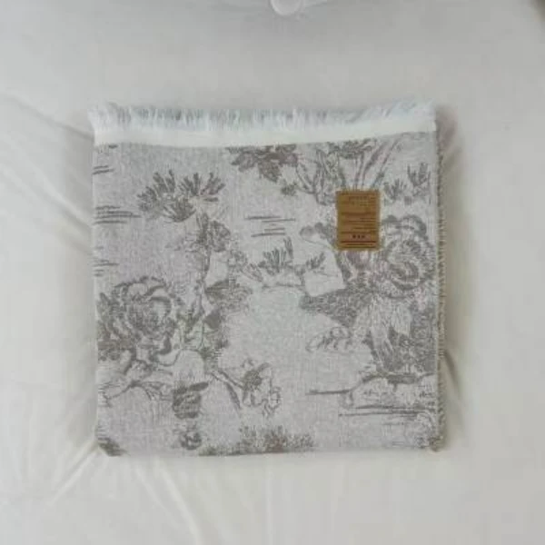 x【流苏-单人花梦伴歌-灰-150】150*200cm高端轻奢罗布麻精梳纱床盖