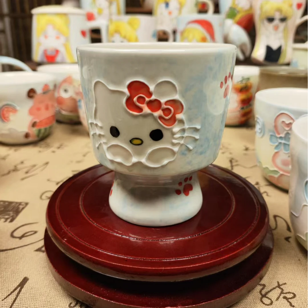 景德镇高温釉下彩凯特猫陶瓷杯