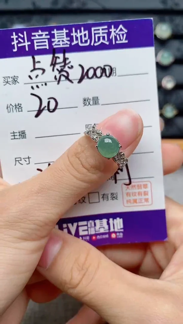 银S925镶嵌戒指翡翠1