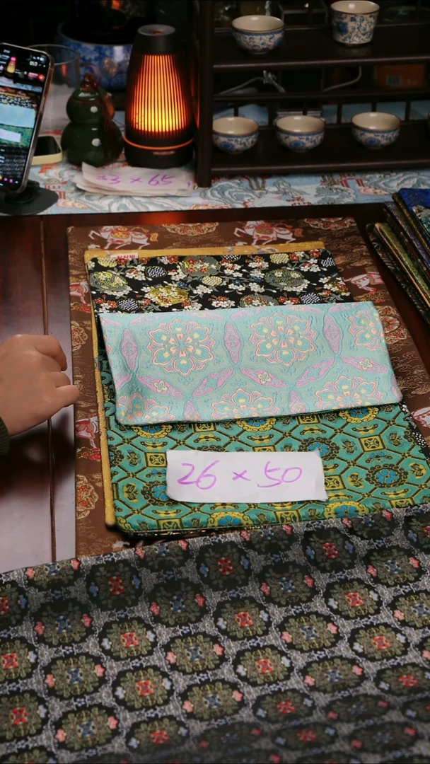 【福利绿四达双面】中国风干泡织锦茶席26*50