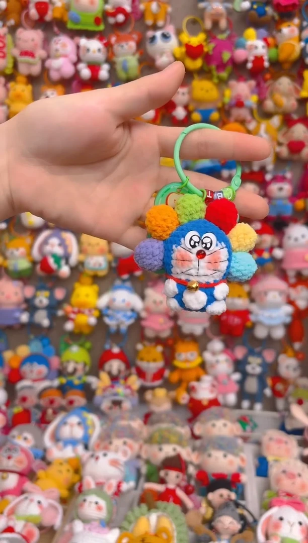 纯手工制作毛线钩织成品小款哆啦a梦