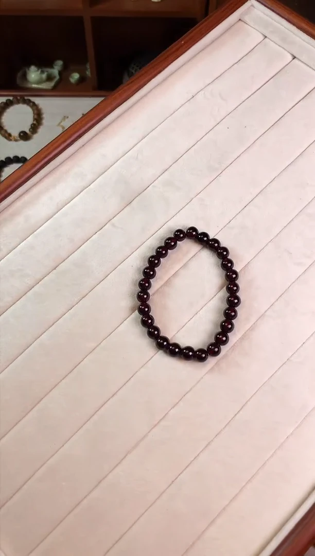 【闪购商品】石榴石手链未镶嵌8mm石榴石素圈单圈-微瑕
