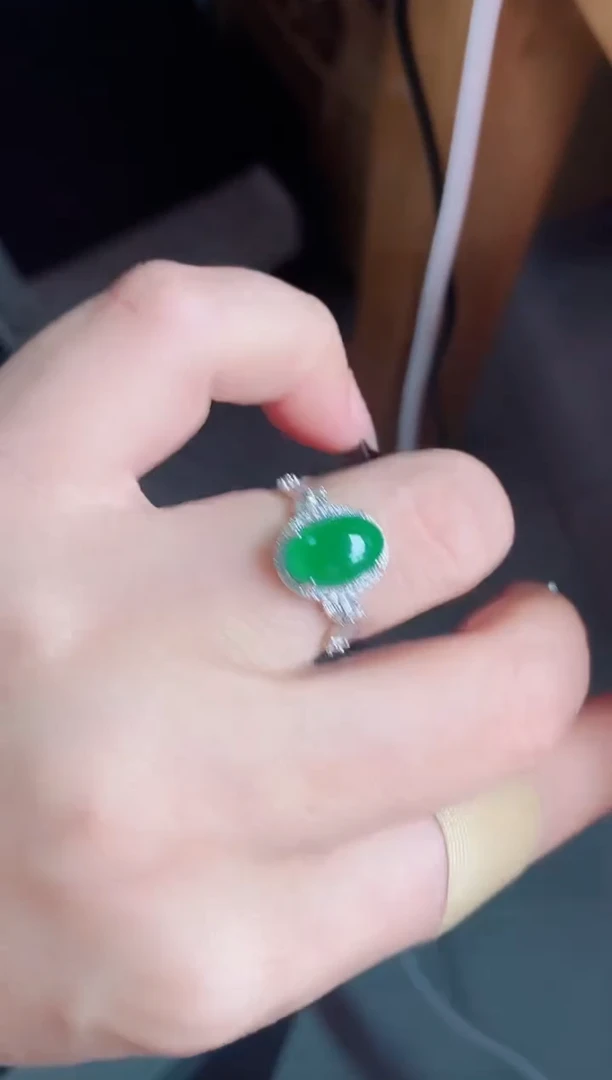 银S925镶嵌戒指翡翠1