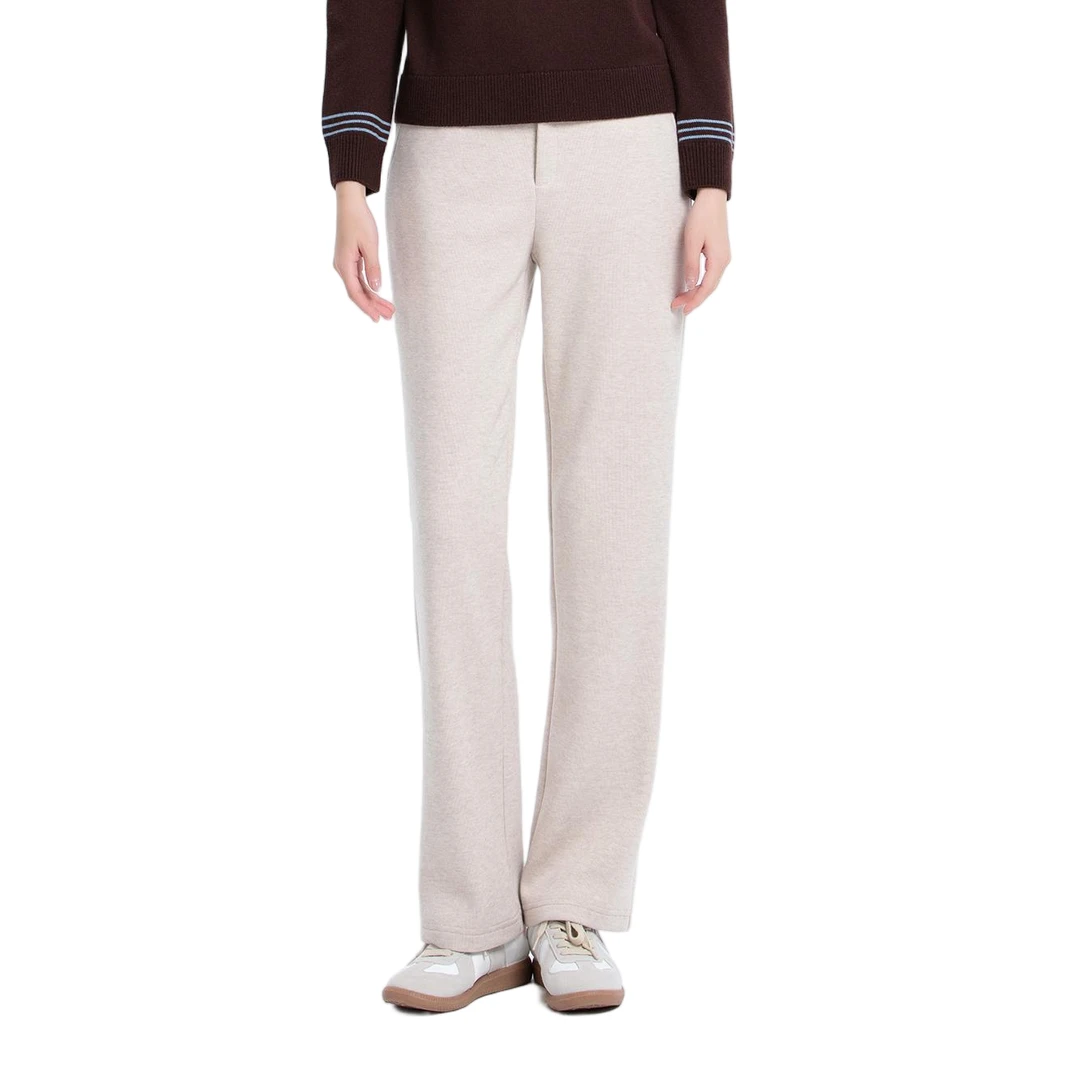 冬季运动风直筒裤保暖休闲裤时尚阔腿裤外穿秋冬运动长裤宽松针织