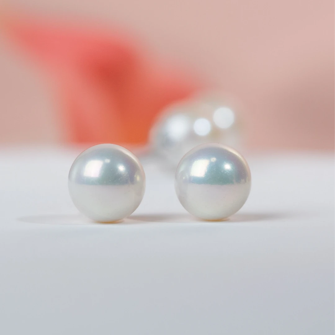 Hrfly/风下9-10mm爱迪生百搭珍珠耳钉气质白色时尚经典精致百搭