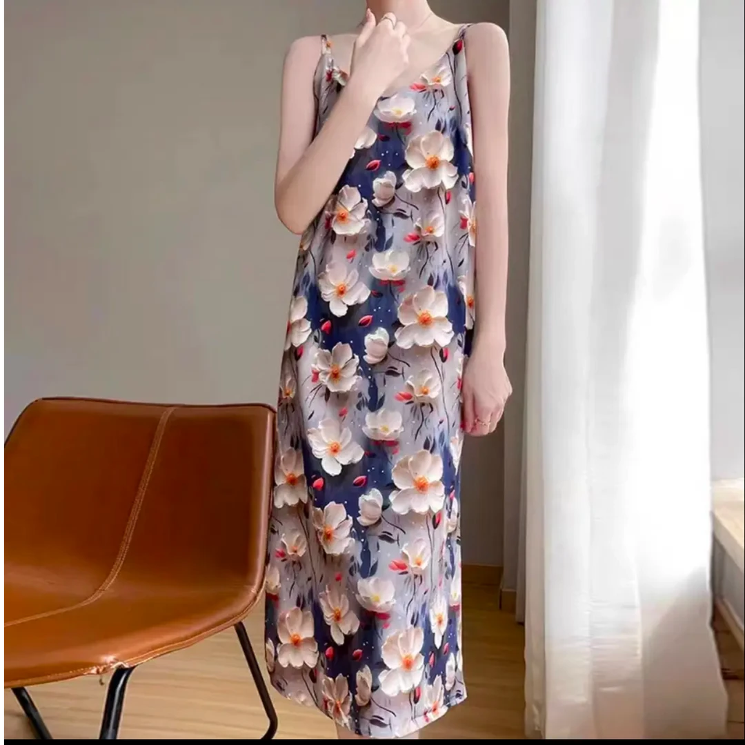 3D立体感夏季仙女碎花裙百搭时尚中长裙法式浪漫a字裙清新气质