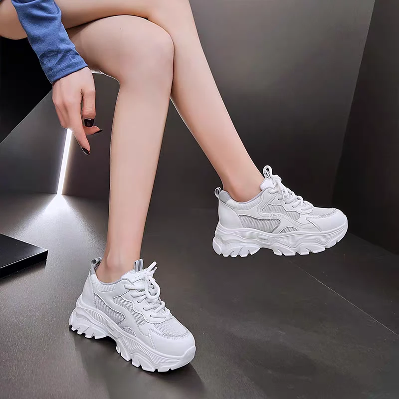 新款透气网面老爹鞋厚底轻便显脚小