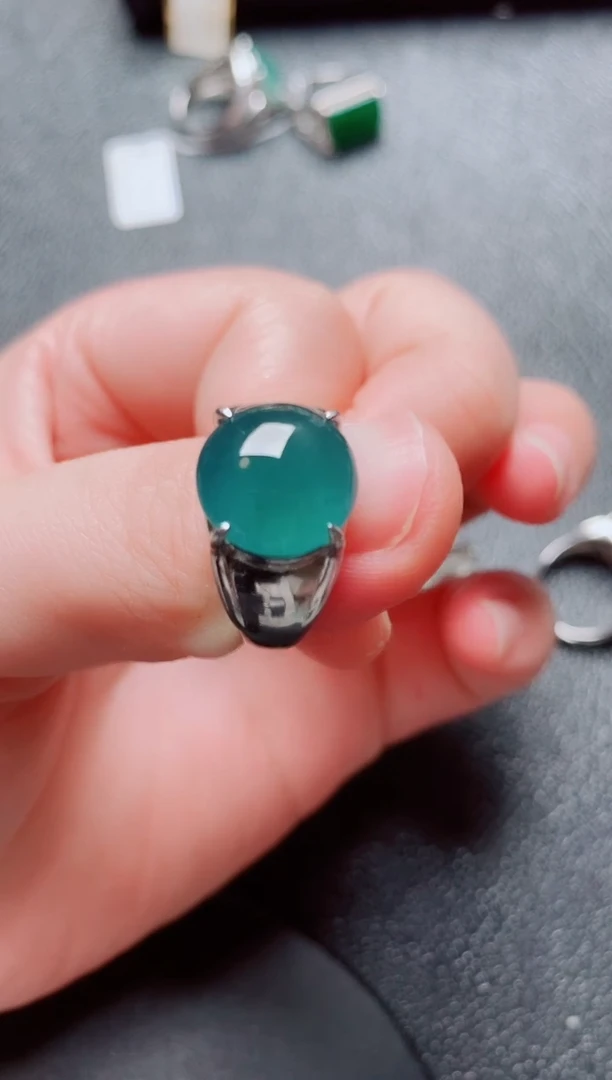 银S925镶嵌戒指翡翠翡翠