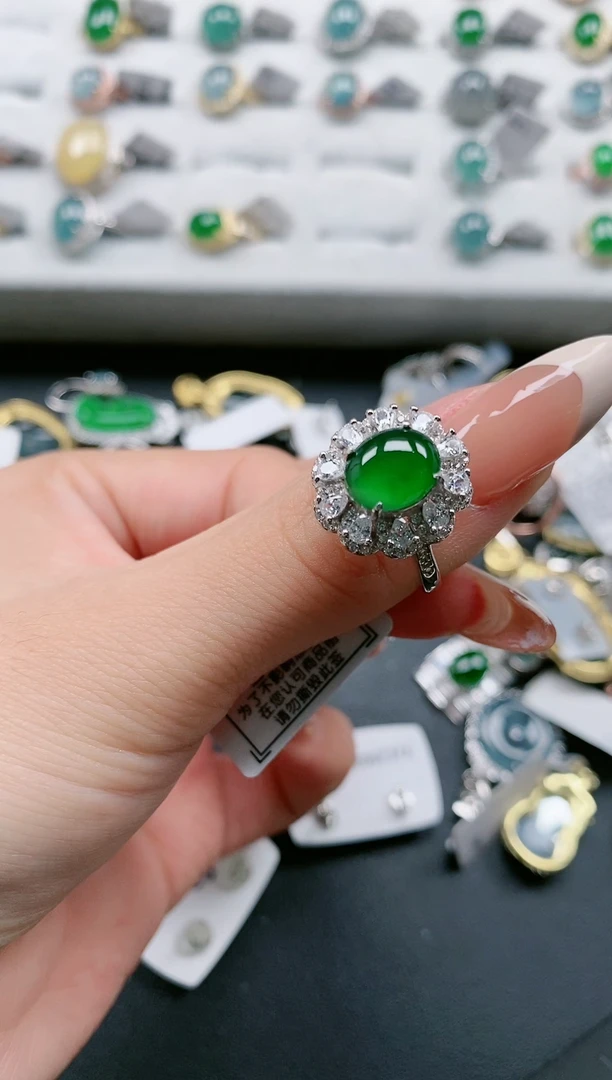 【闪购商品】翡翠戒指银S925镶嵌1111111