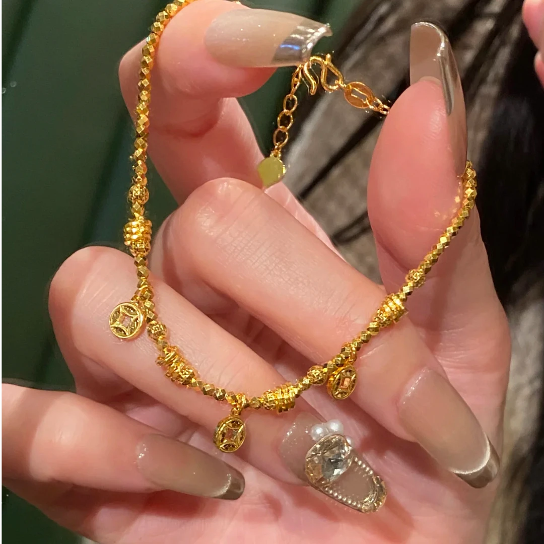 铜合金项链 星河藏梦爆闪碎碎冰钱币盘缠手链新中式精致高级手饰