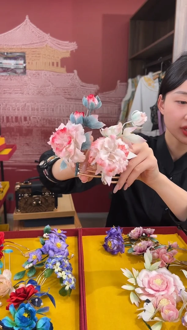 【闪购商品】刺绣非遗绒花（发饰）