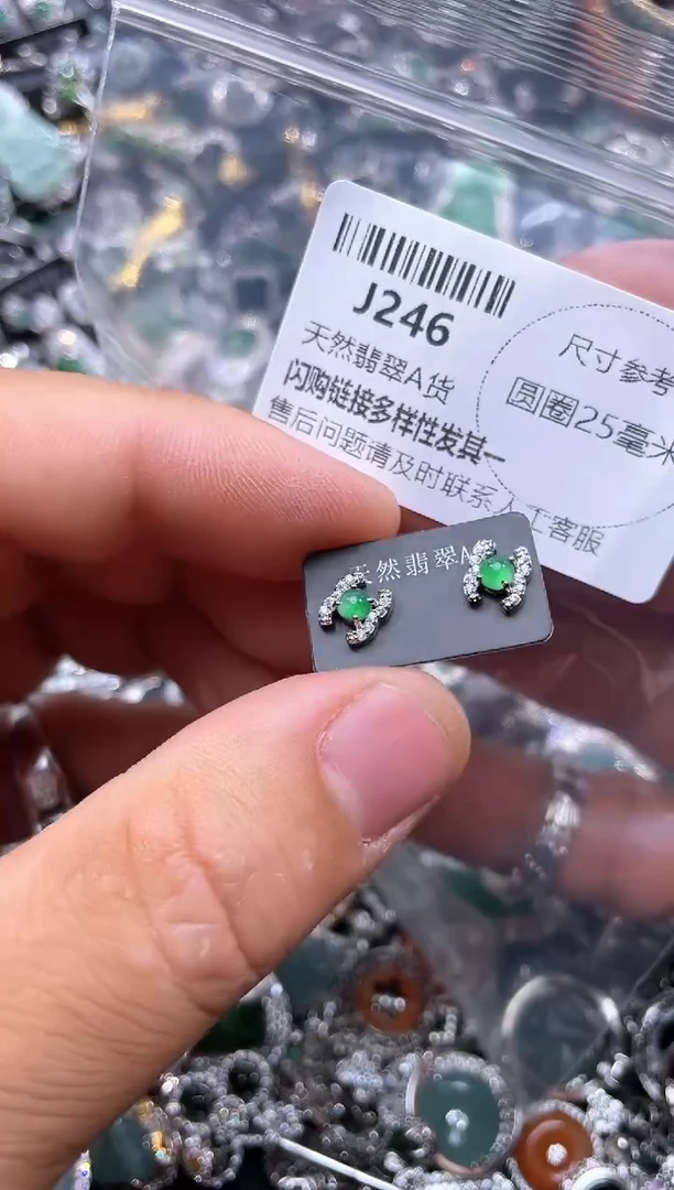 【闪购商品】翡翠颈饰未镶嵌J246耳钉