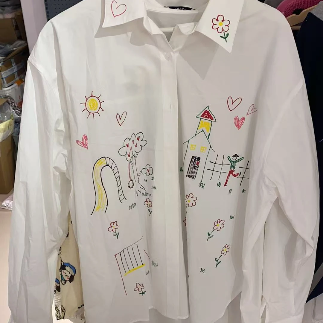 泡菜白色涂鸦衬衫