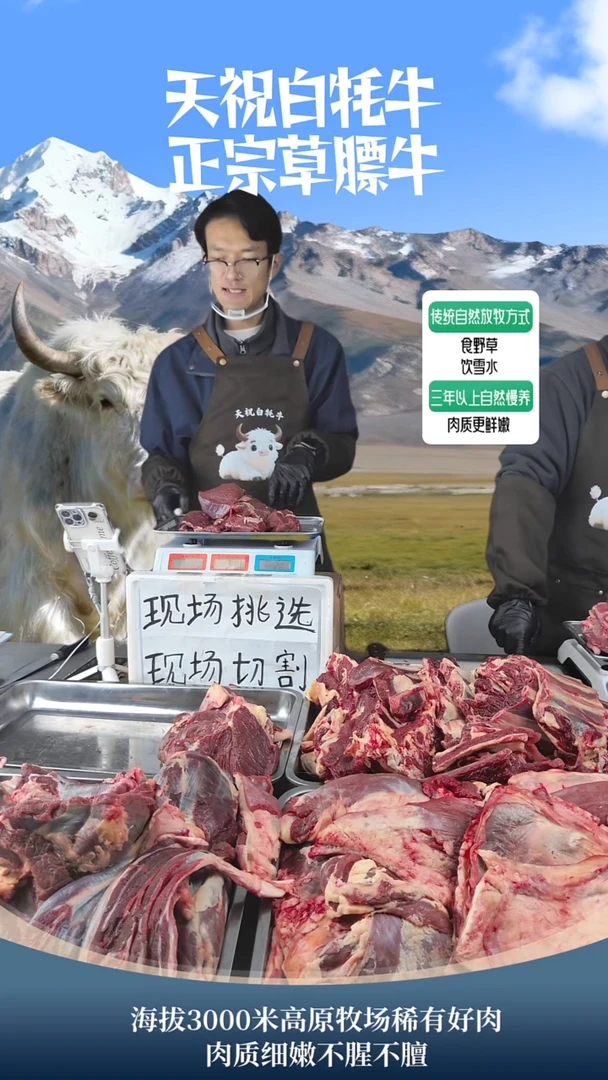 中国大陆365天食用农产品天祝白牦牛碎牛腩2.36斤