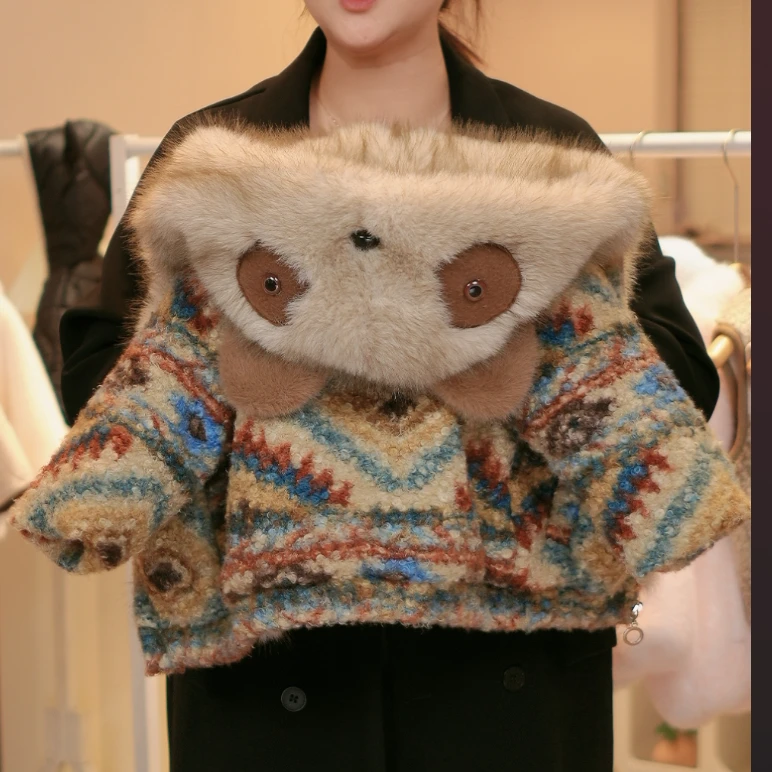 【炫彩小浣熊】冬季新款男女童中小童外套时尚毛绒加绒加厚毛毛外套