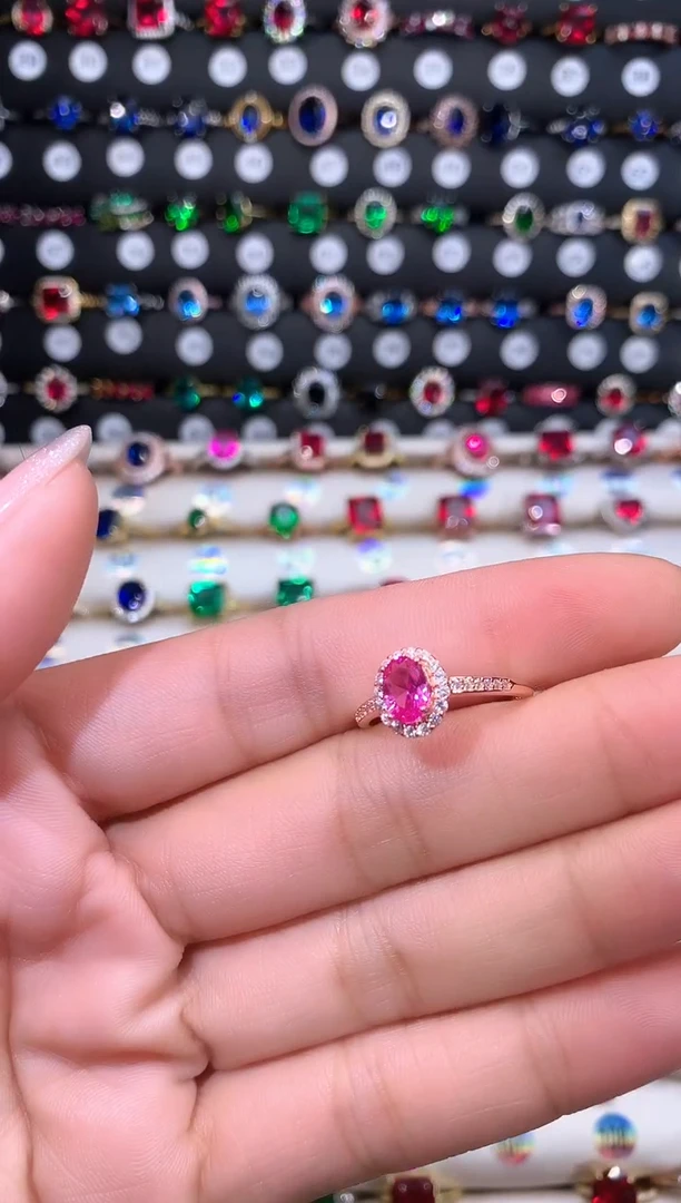 【闪购商品】蓝宝石戒指银S925镶嵌57玫瑰金