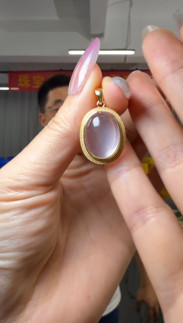 银S925镶嵌吊坠(不含链)水晶粉晶S925银吊坠