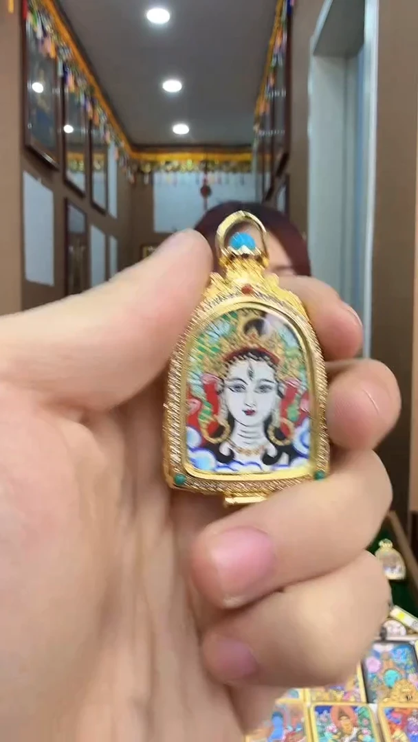 吊坠白度母-纯手绘唐卡