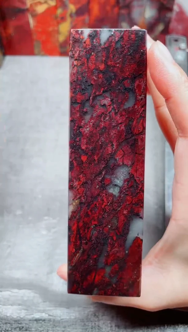 玉桂林鸡血玉素章3.5红白14