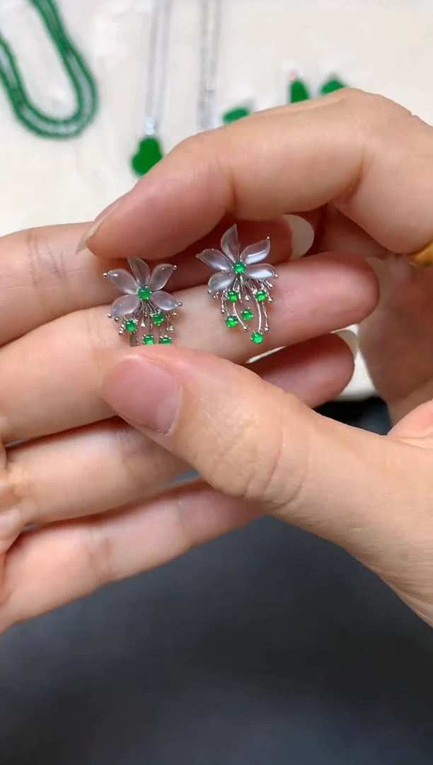 18K金镶嵌翡翠耳饰W90|4800