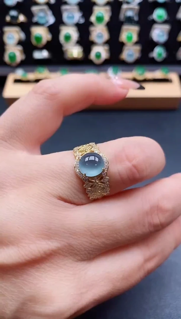 银S925镶嵌戒指翡翠1