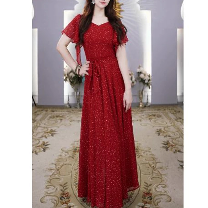 连衣裙异域风情夏季新款红色优雅气质优雅裙子5410#