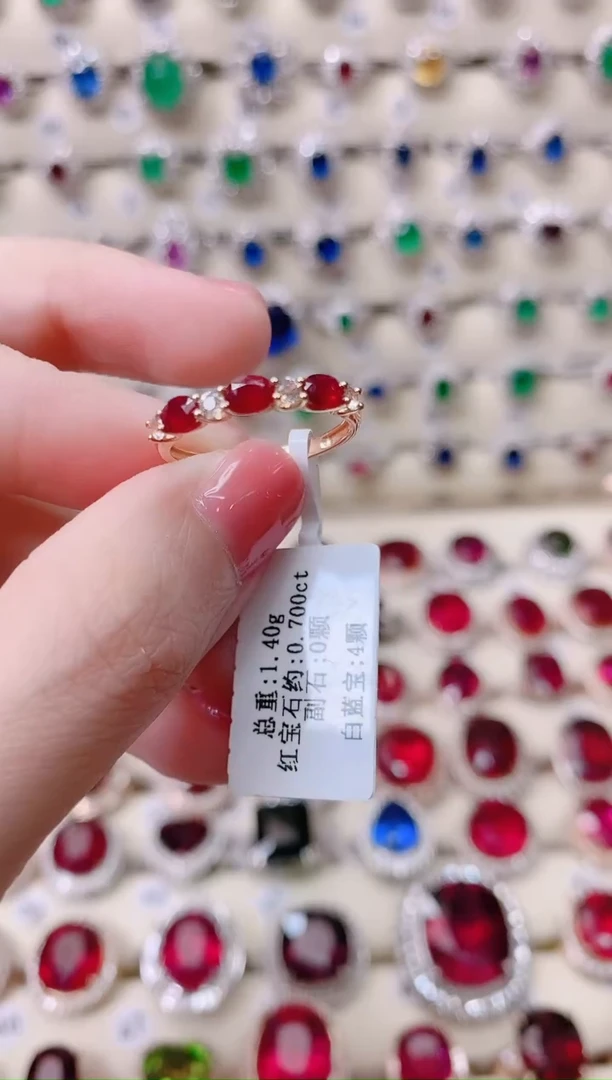 18K金戒指18K金镶嵌红宝石p*d1