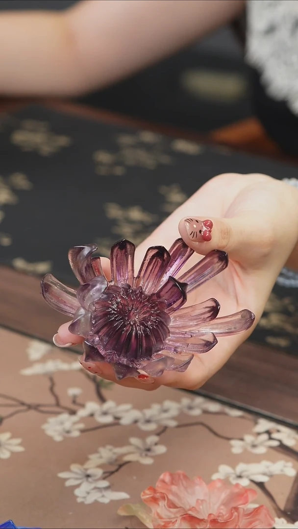 手工艺品琉璃紫色菊花香插1