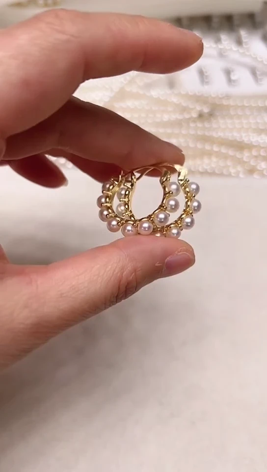 【闪购商品】淡水珍珠耳饰合金金色新甜甜圈