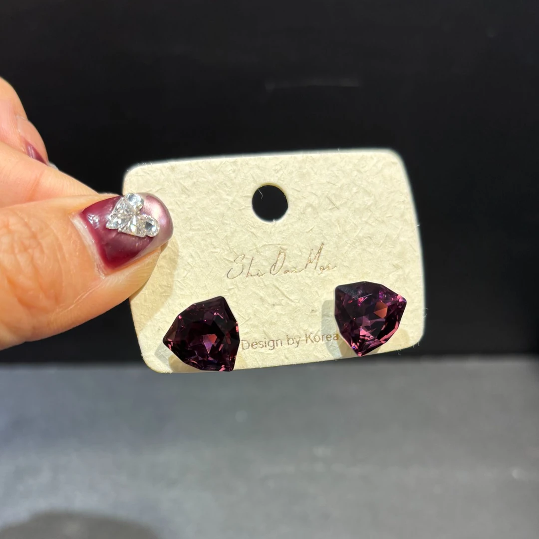 韩版施家异形石水晶耳饰小众高级感轻奢百搭气质款简约时尚耳钉