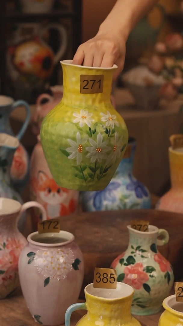 陶瓷271景德镇设计师手作花器摆件侘寂风