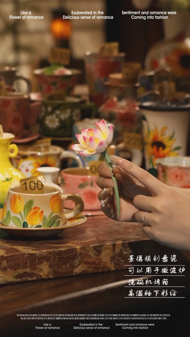 陶瓷景德镇高温手绘釉下彩设计师款式