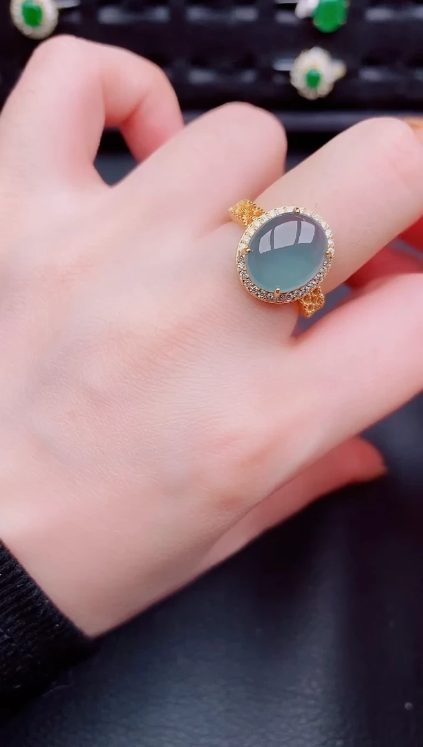 【闪购商品】翡翠戒指银S925镶嵌天然a货翡翠290