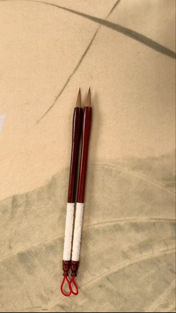 红木驼骨龙凤狼毫出锋2.6一对