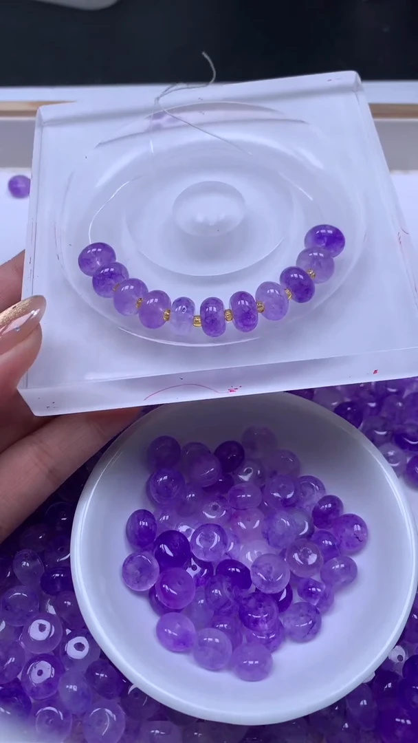 未镶嵌散珠碧玺E133 冰紫碧玺6*10mm10个6.8元