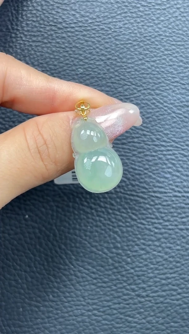 颈饰18K金镶嵌翡翠YM257-1  葫芦