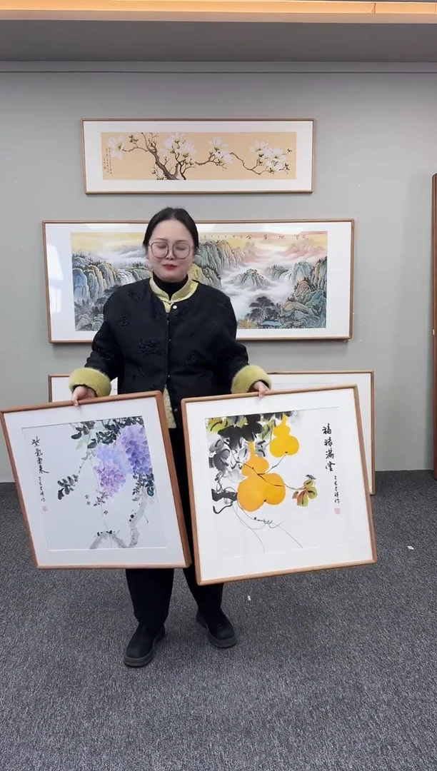 国画福禄满堂+紫气东来60*60