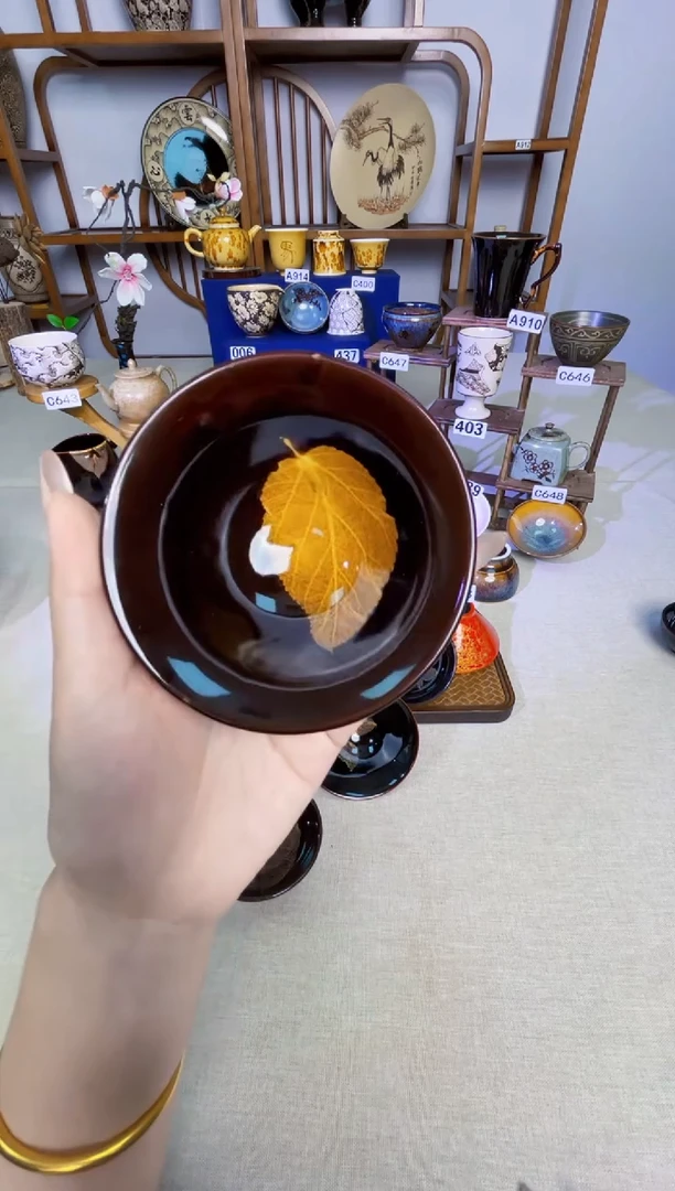 【瑕疵真叶入盏1300度】非遗大师手工高温瓷特价款