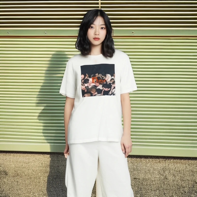 99新 DIOR/迪奥 /T恤/人物印花圆领短袖T恤/时尚潮流/S码/0001537
