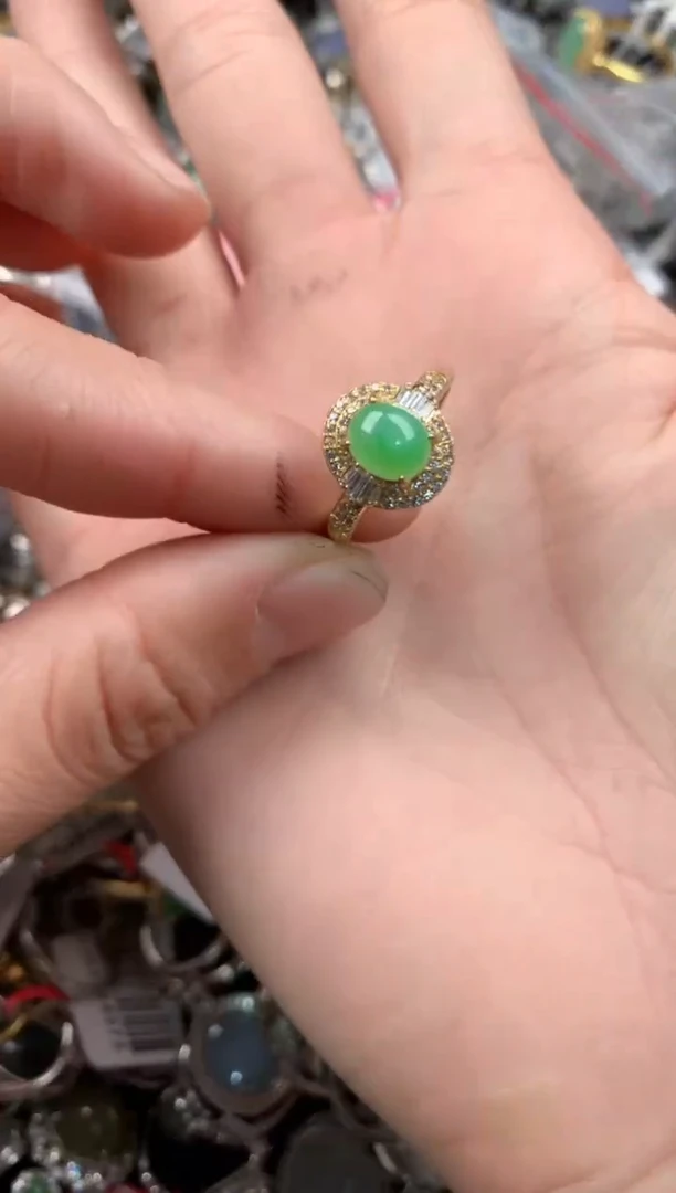 银S925镶嵌戒指翡翠222   8