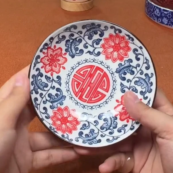 青花瓷釉里红果盘ZH214